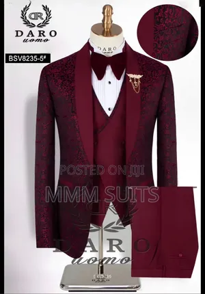 Classic 3-Piece Designer Men's Suit With in Burgundy and Wine Colour