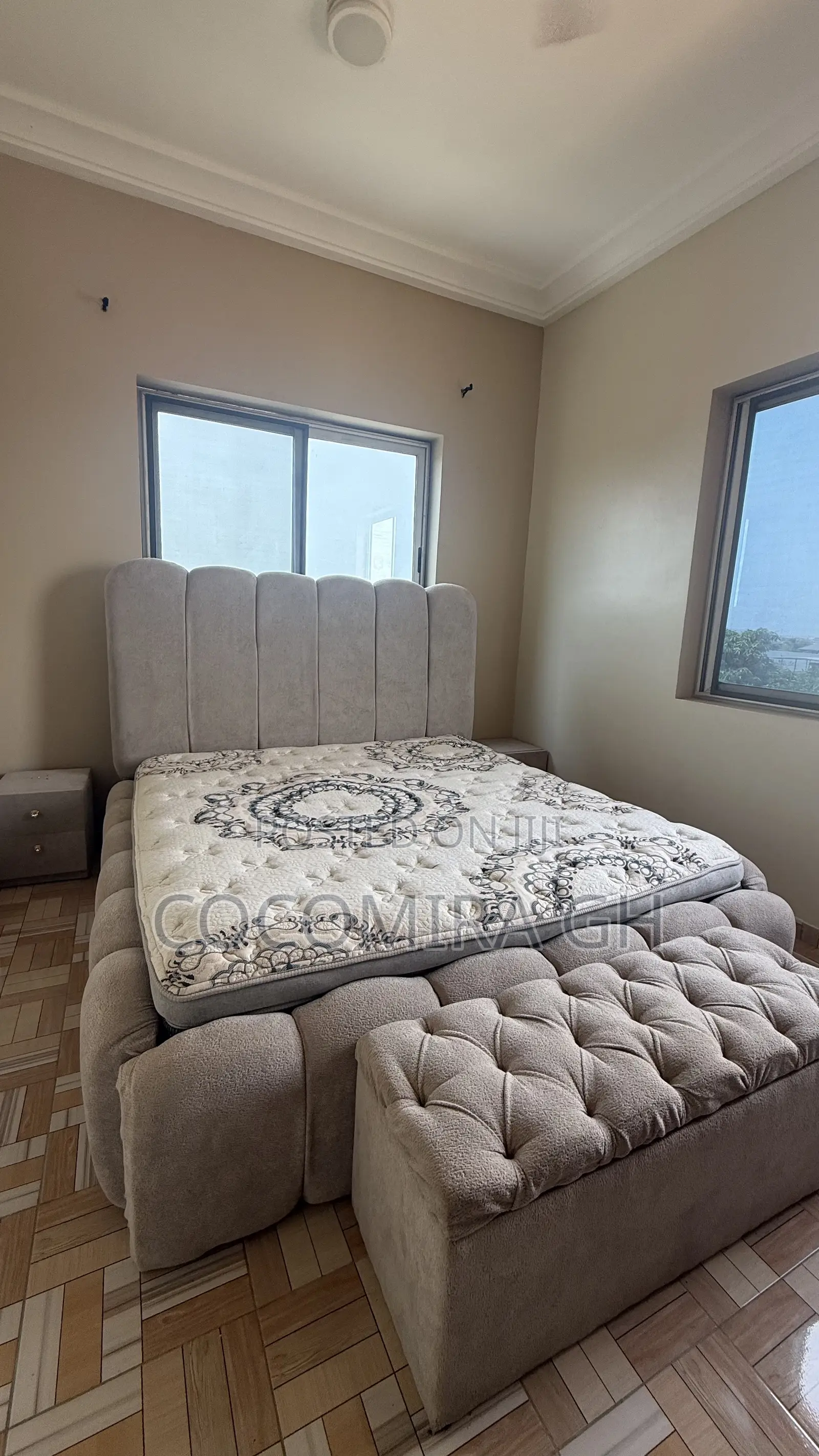 Queen Size Extra Mattress With a Bedframe, Ottoman and Two Drawers