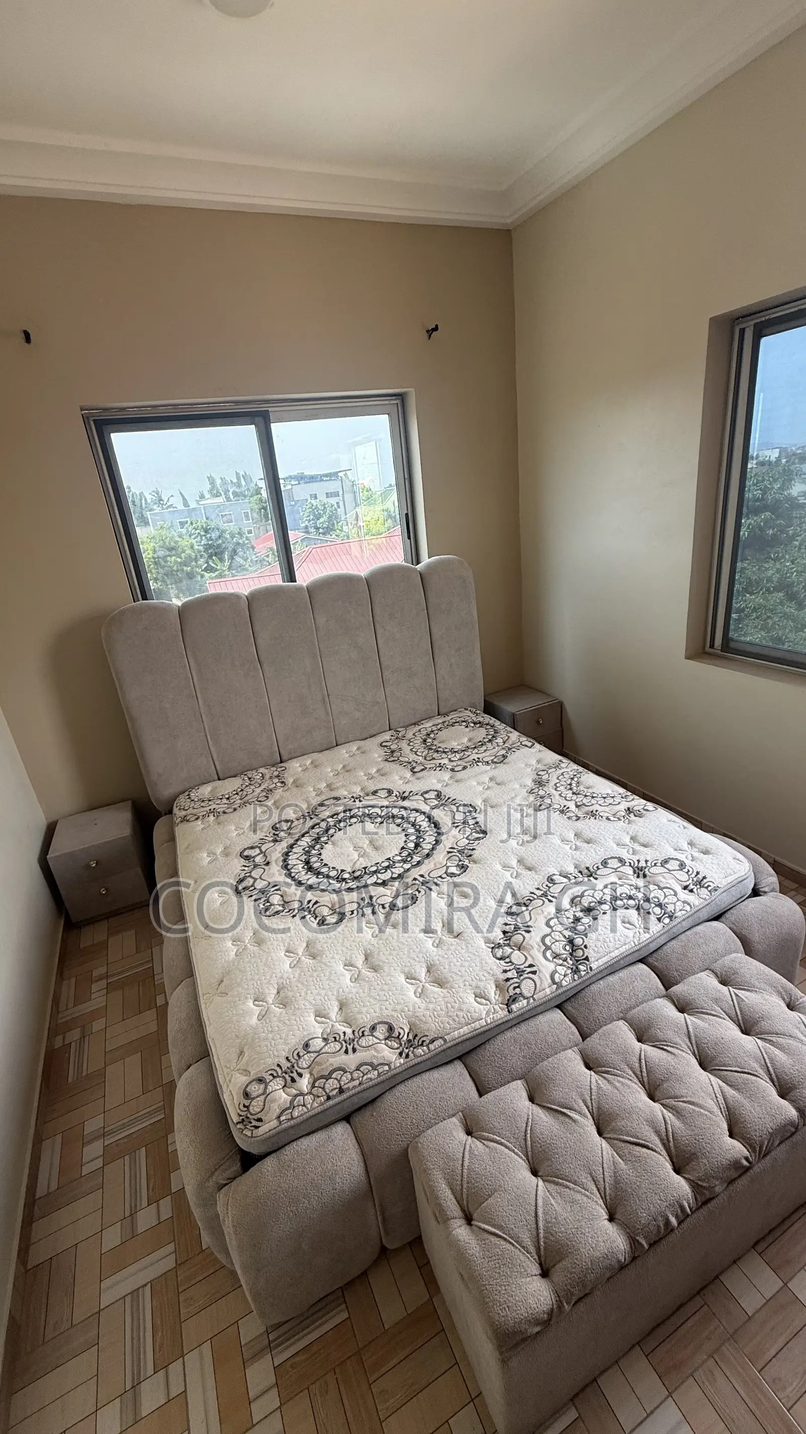 Queen Size Extra Mattress With a Bedframe, Ottoman and Two Drawers