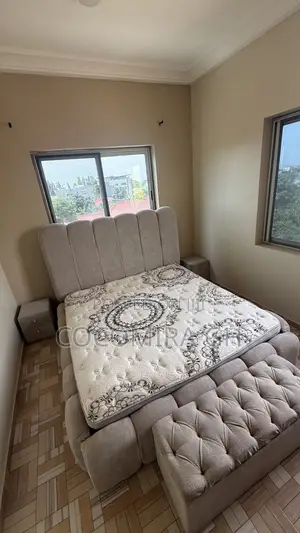 Queen Size Extra Mattress With a Bedframe, Ottoman and Two Drawers