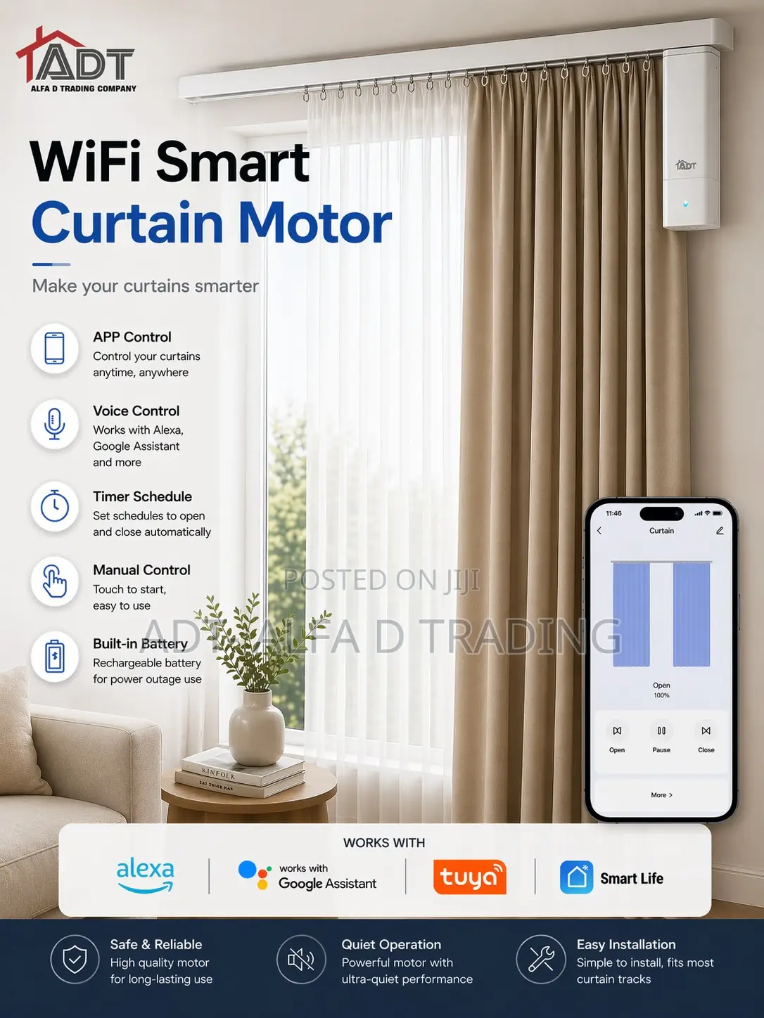 Smart Curtains Motor With 7.2 Meter Rail Track