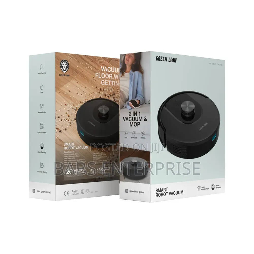 Green Lion Smart Robot Vacuum Pro 4000pa Suction – Black