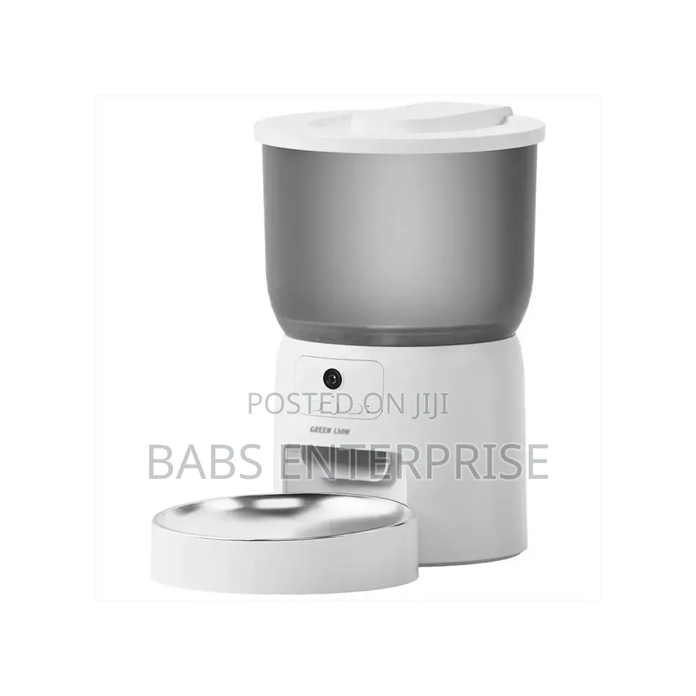 Green Lion Smart Pet Feeder With Stainless Steel Bowl – White
