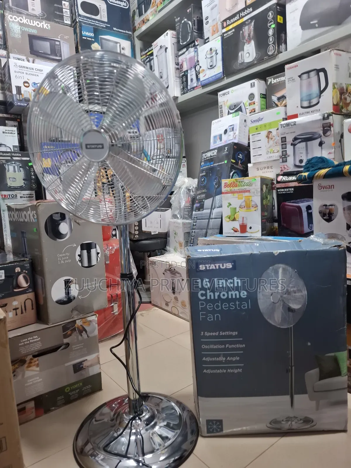 Status 16 Inch Chrome Metal Standing Fan From Uk 