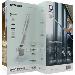 Green Lion Sonic Spinner 5 in 1 Electric Spin Scrubber – White