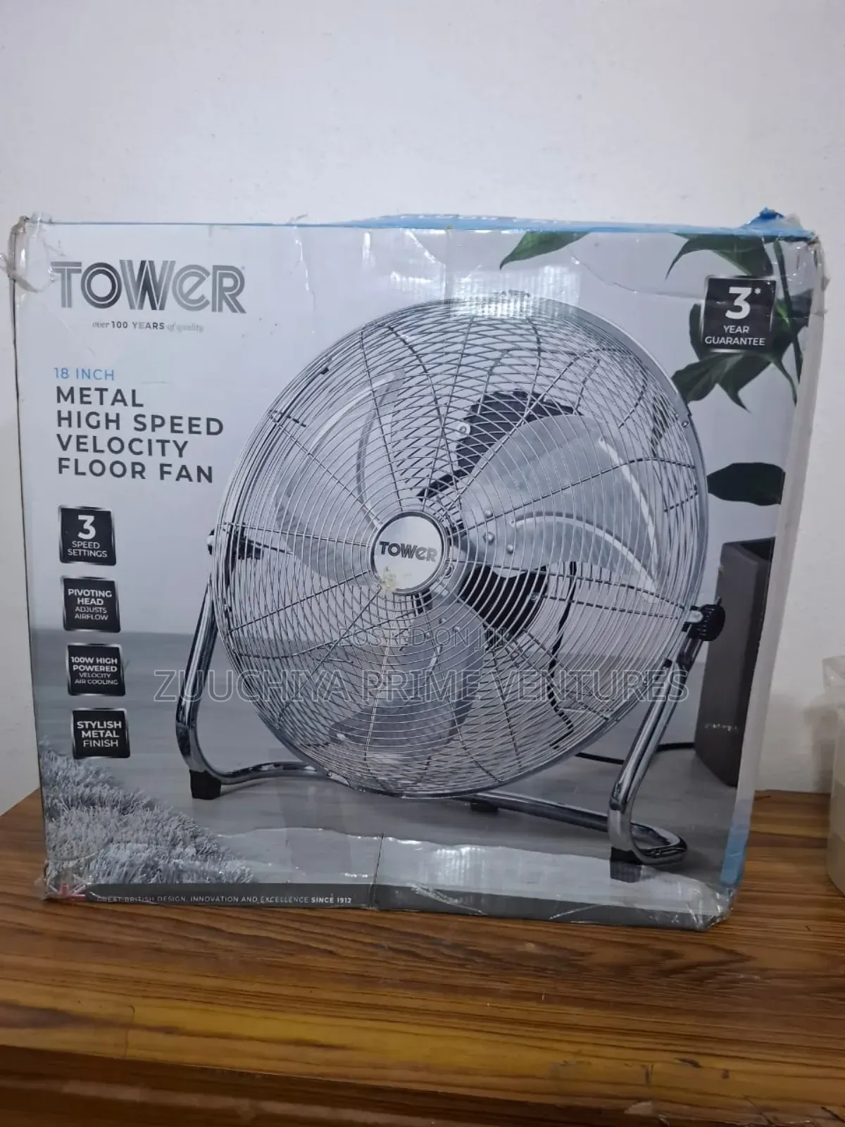 Tower 18" Inch High Speed Velocity Floor Fan From Uk 