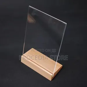 Premium L-Shape Acrylic Table Stand With Detachable Wooden Base