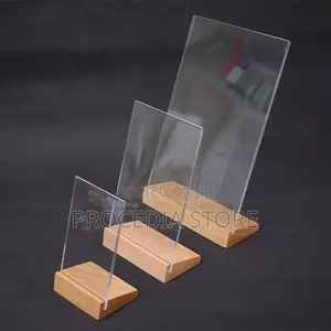 Premium L-Shape Acrylic Table Stand With Detachable Wooden Base