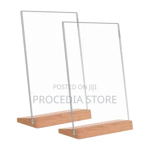 Premium L-Shape Acrylic Table Stand With Detachable Wooden Base