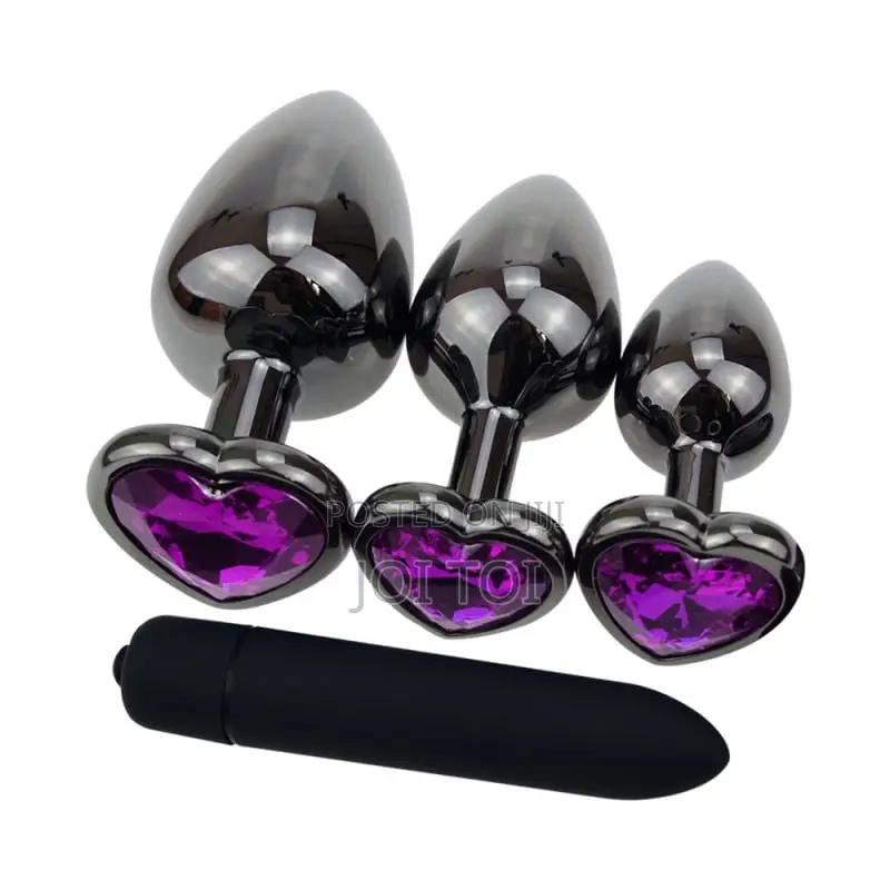 Black Metal 3 Anal Plugs + Mini Bullet Vibrator