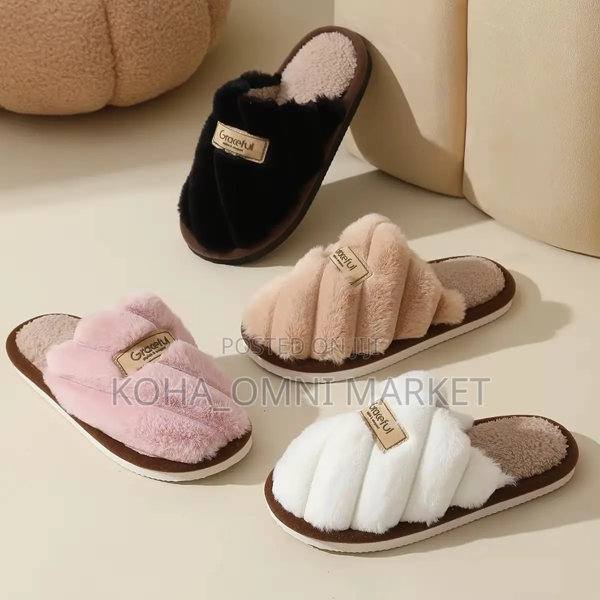 Bedroom Half-Shoe Fluffy Slides