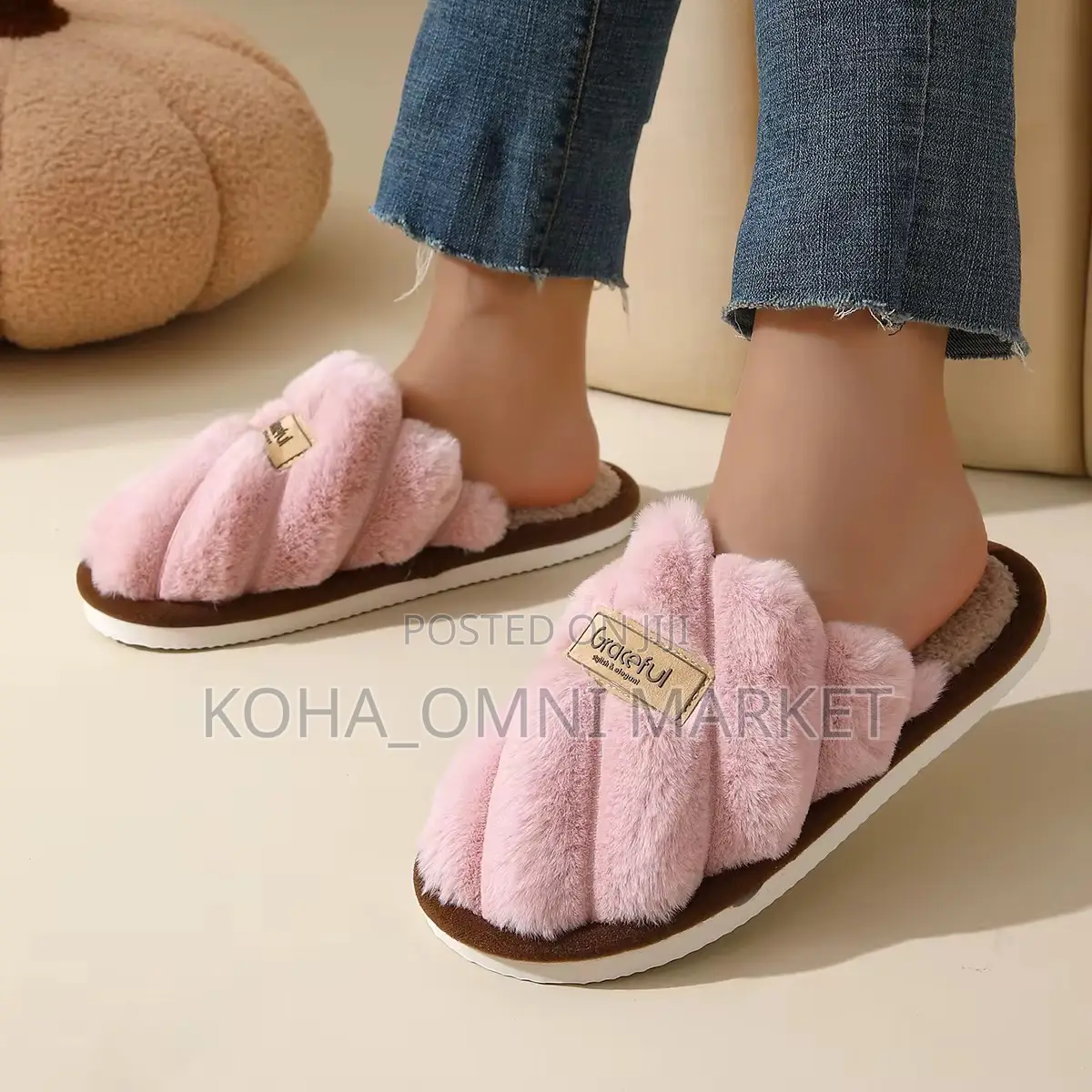 Bedroom Half-Shoe Fluffy Slides