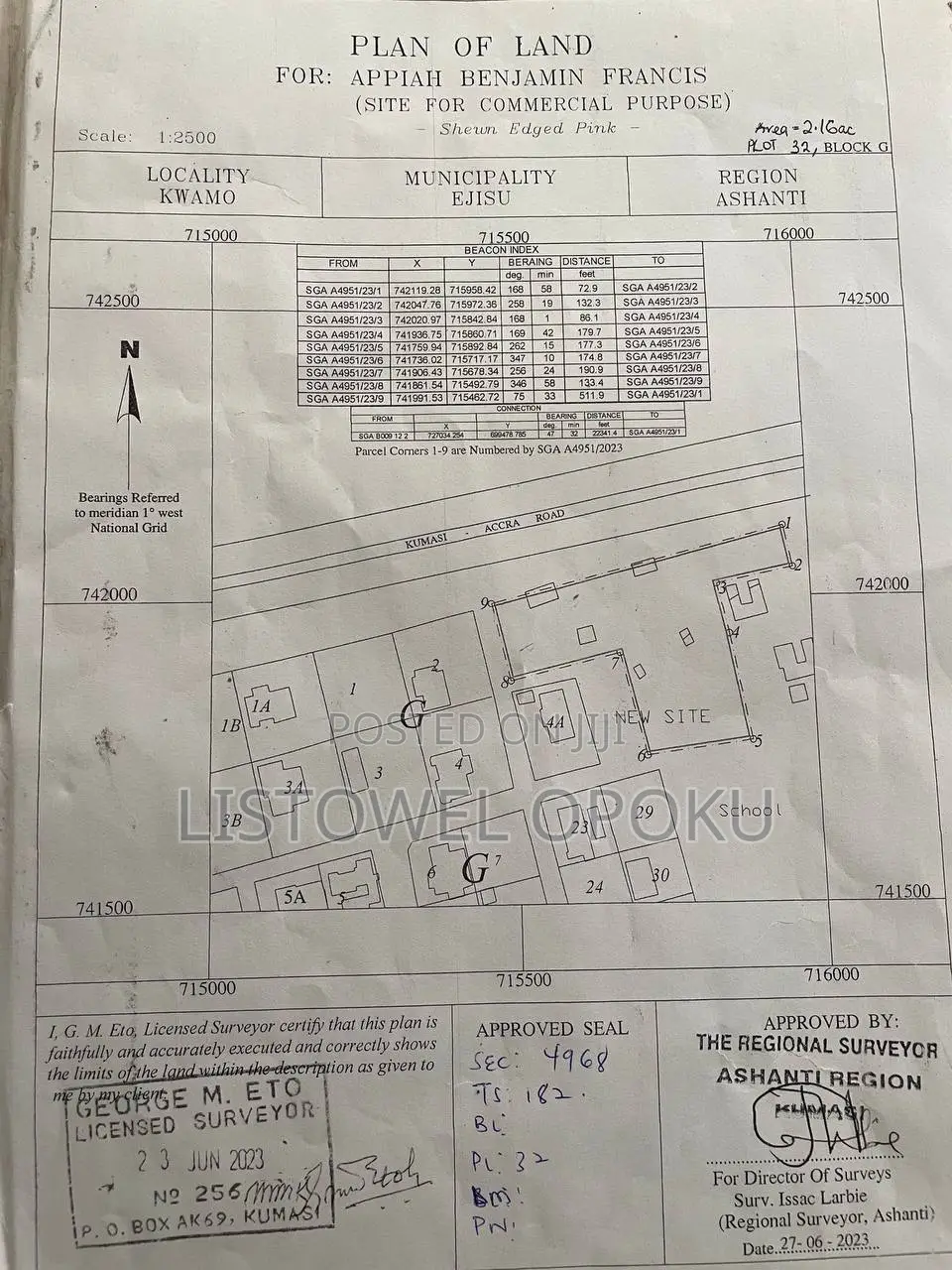 Cadastral Plan , Site Plan, Indenture and Land Surveyor