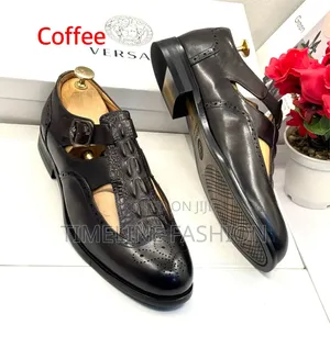 Coffee Brown Versace Men's Leather Shoe Sandals