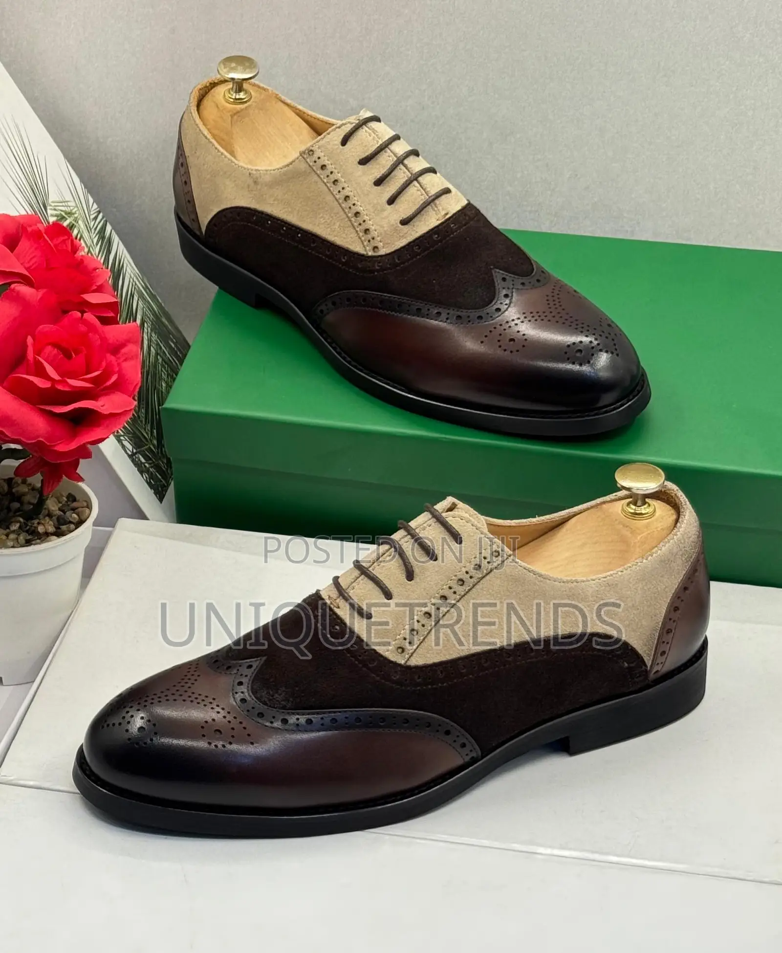 Clarks Classic Leather-Suede Brogue Shoes