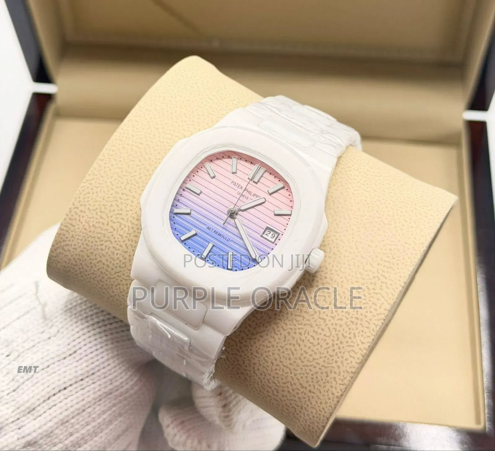 Patek Philippe White Steel Watch.