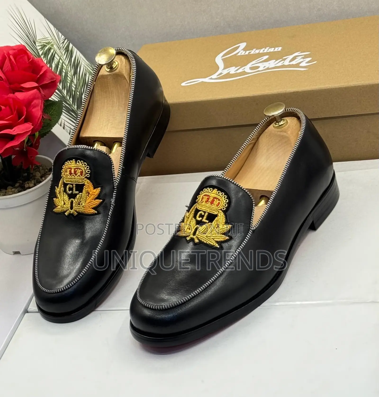 Classic Christian Louboutin Black Leather Loafers