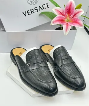 Versace Executive Men's Black Leather Half Shoe Size 39_46