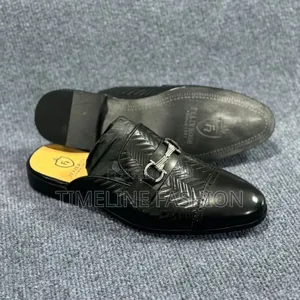 Felix Rose Black Leather Classic Men's Half Shoes