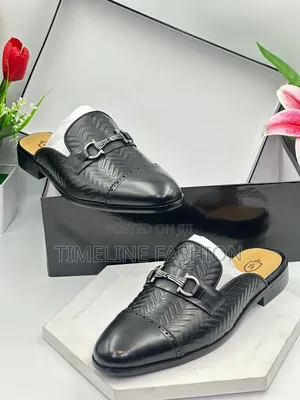Felix Rose Black Leather Classic Men's Half Shoes