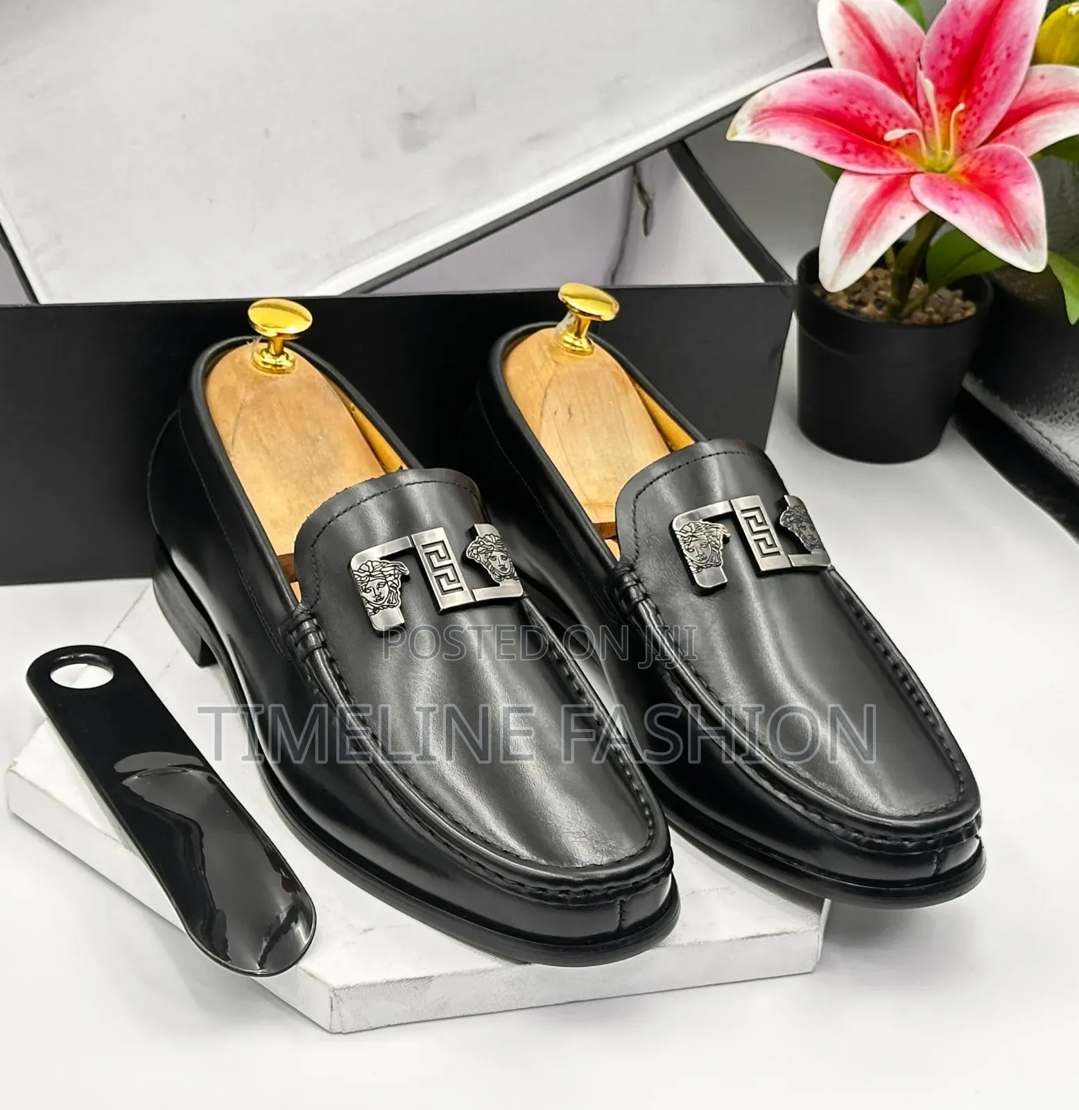 Versace Executive Men's Black Leather Shoes Size 39_46