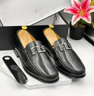 Versace Executive Men's Black Leather Shoes Size 39_46