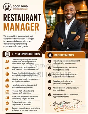 Restaurant Manager- Osu (Hiring Now)