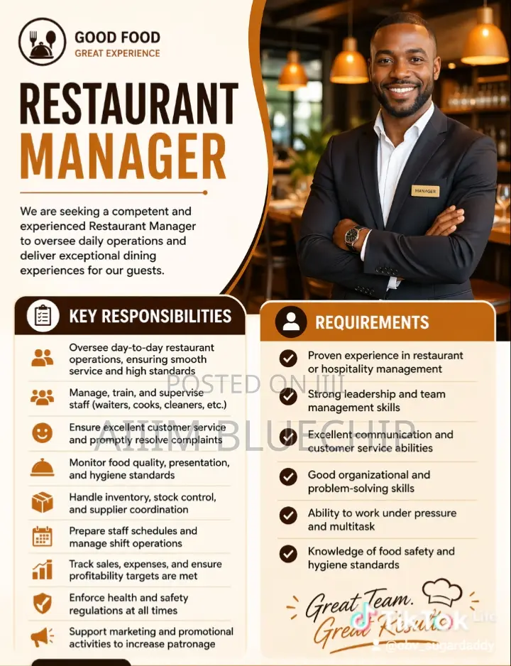 Restaurant Manager- Osu (Hiring Now)