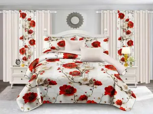 Elegant Rose Flower Curtains and Bedsheets
