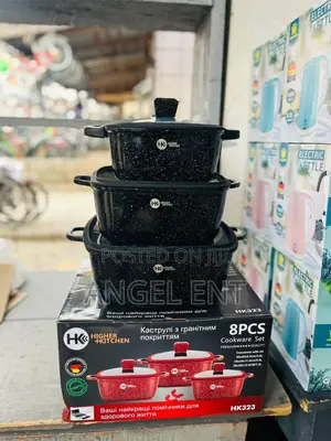 Square Granite-Coated Cookware Set With Lids Available (Location: Ksi)