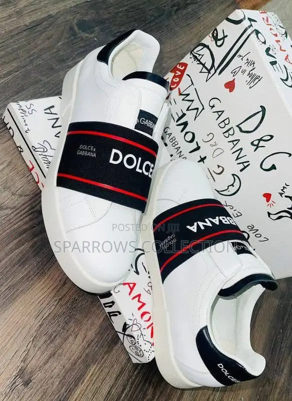 Original Dolce Gabbana White Leather Sneakers