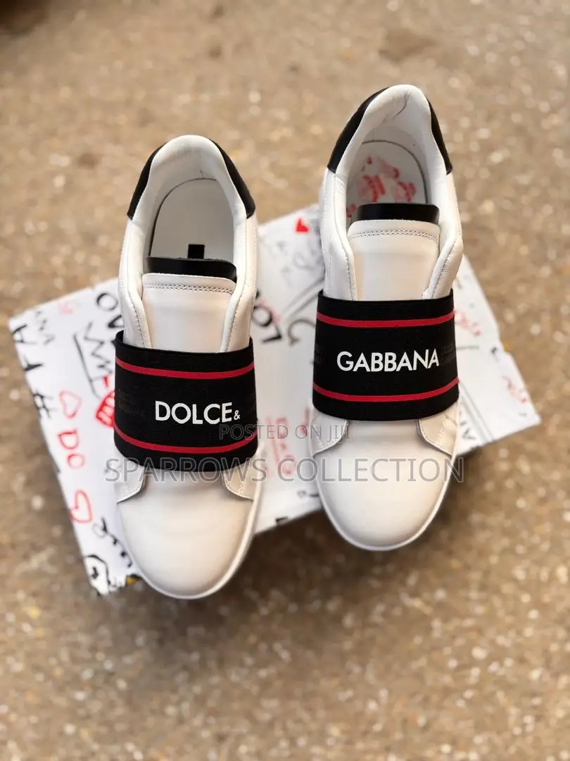 Original Dolce Gabbana White Leather Sneakers