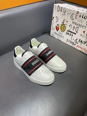 Original Dolce Gabbana White Leather Sneakers