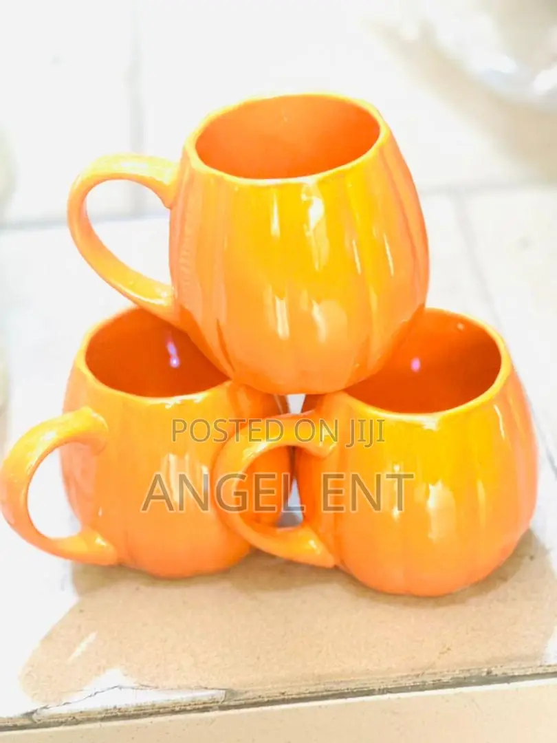 3 Pieces Set Ceramic Pumpkin-Shaped Mug (Location: Kumasi)