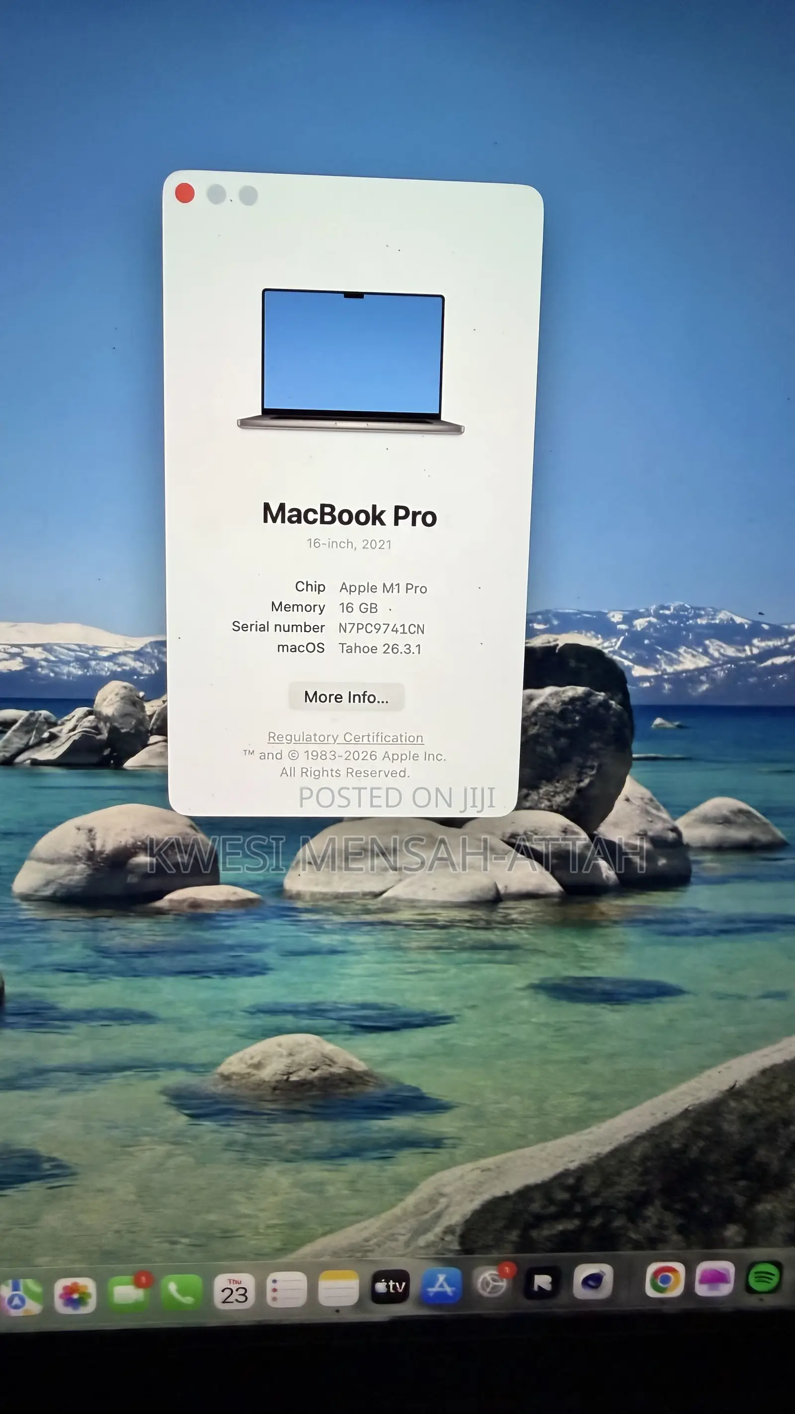 Laptop Apple MacBook Pro 16GB Apple M1 Pro SSD 1T