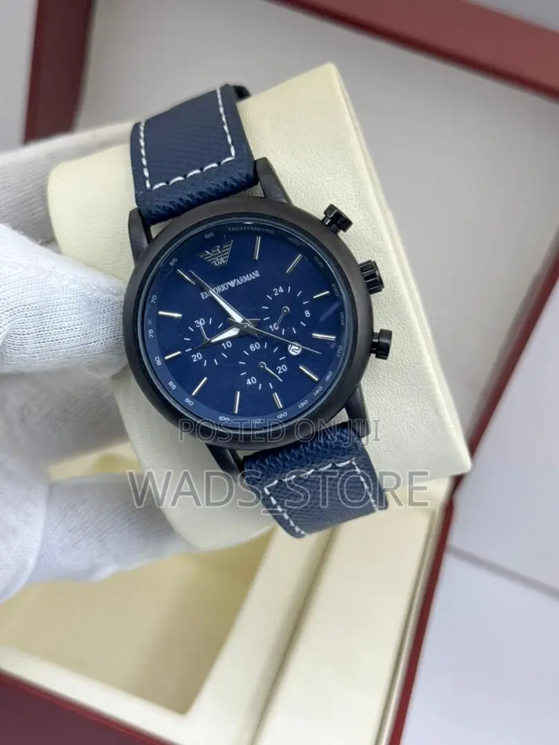 Emporio Armani Chronograph – , Leather Strap | Brand New