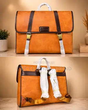 Premium Leather Office Briefcase Laptop Bag Luxury Brown Business Bag