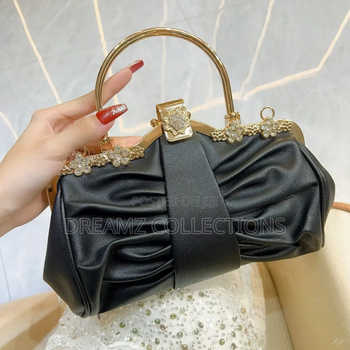 Pleated Crystal Handbag