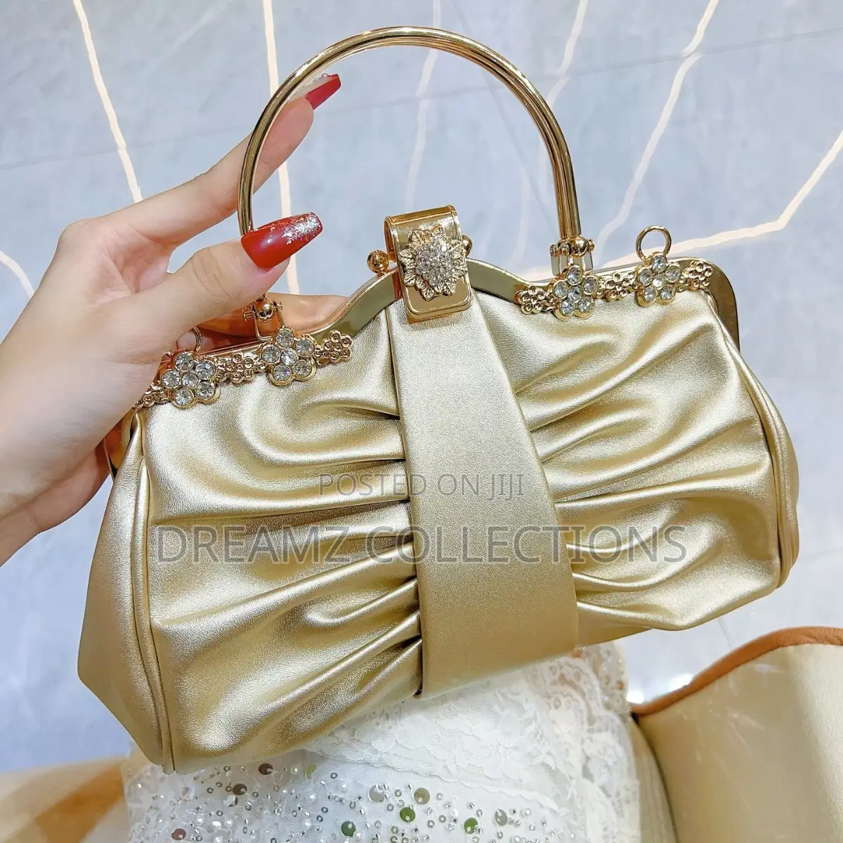 Pleated Crystal Handbag