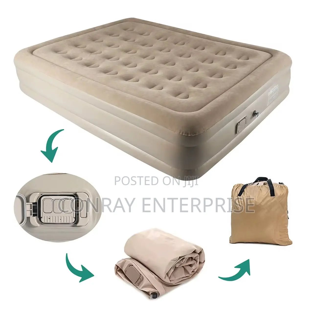Inflatable Double Mattress With Repair Kits and Pillows