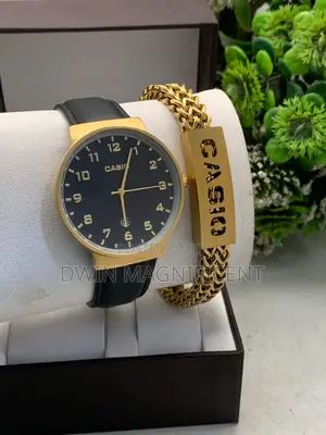 Gold Casio MTP-V002gl-7b2 Analog Watch + Bracelet