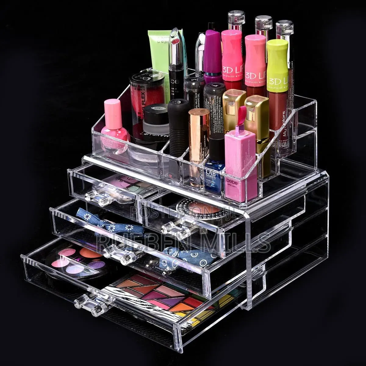 Cosmetics Organiser 4 Drawers Clear Acrylic Jewelry Storage Box