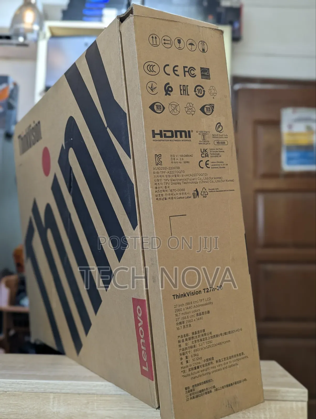 Lenovo Thinkvision T27h-30 Monitor, 27" Usb C Ips QHD 2560×1440