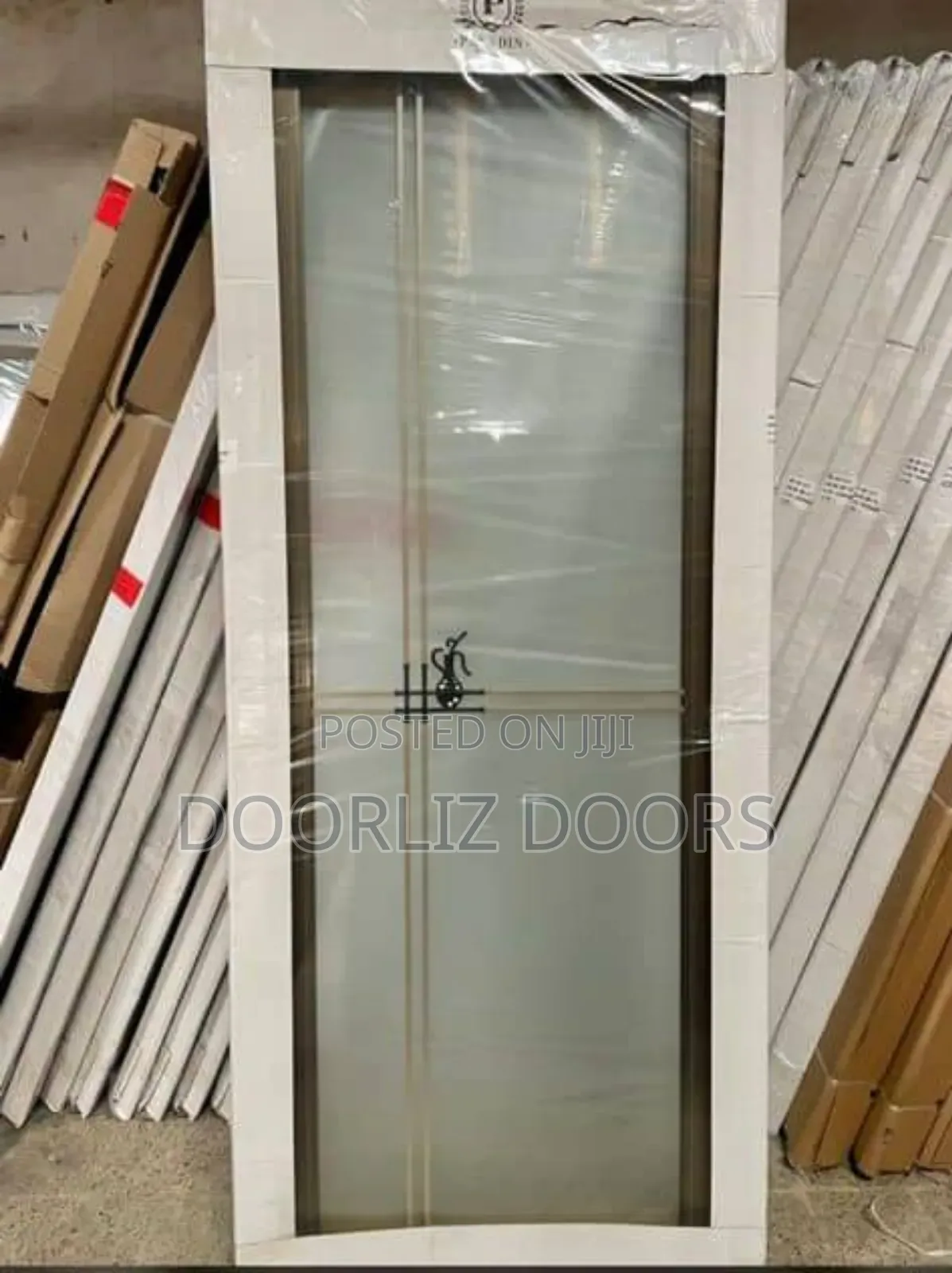 Glass Bathroom Door With Keys, Handles And Frames.