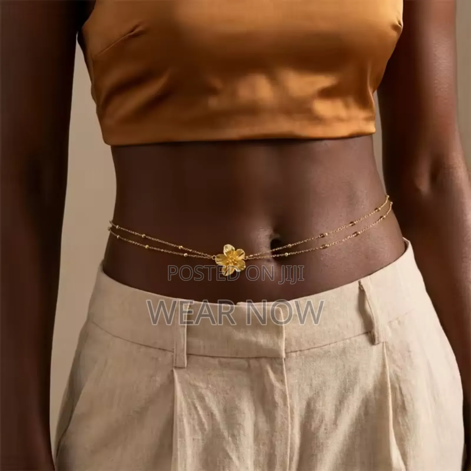 Gold Color Metal Flower Bikini Waist Body Chain