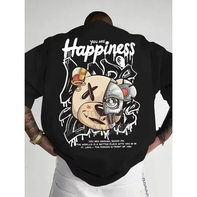 Mens Oversized Graphic T-Shirt Bear Print--Street Wear