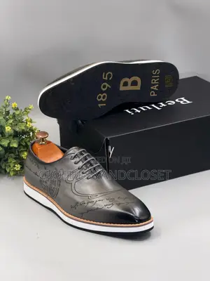 Men’S Grey Leather Dress Shoes