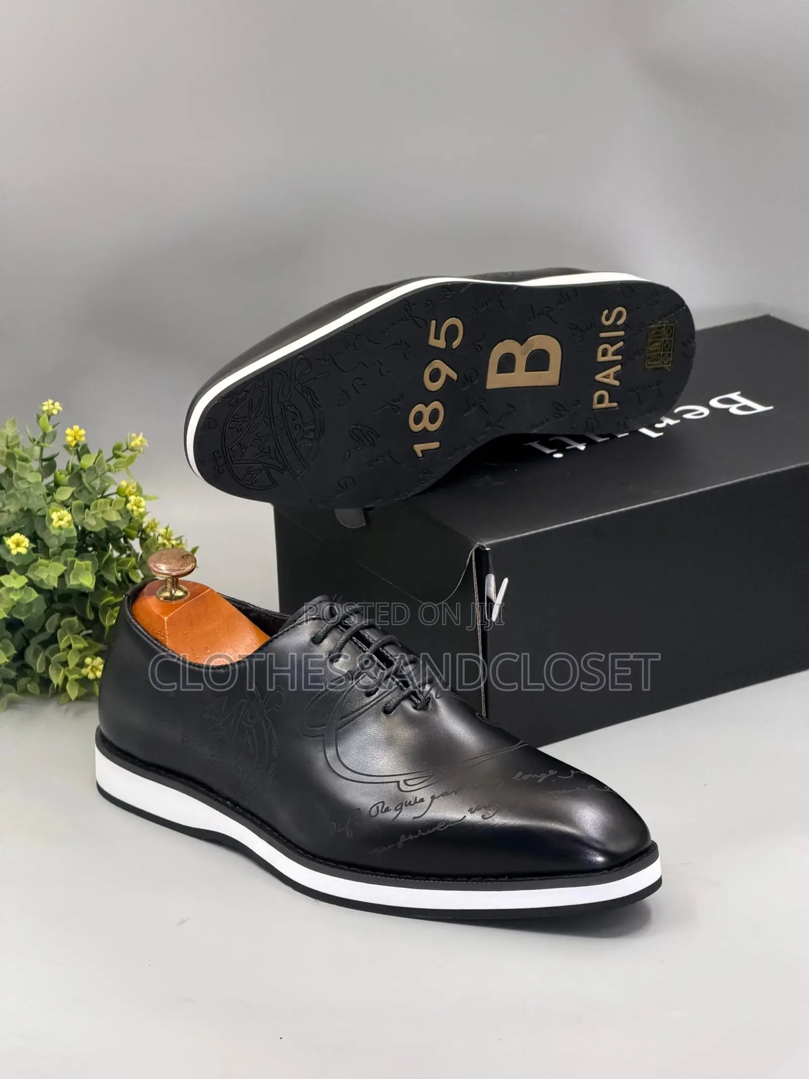 Black Berluti Cow Leather Lace-Up Shoes