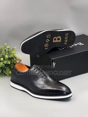 Black Berluti Cow Leather Lace-Up Shoes