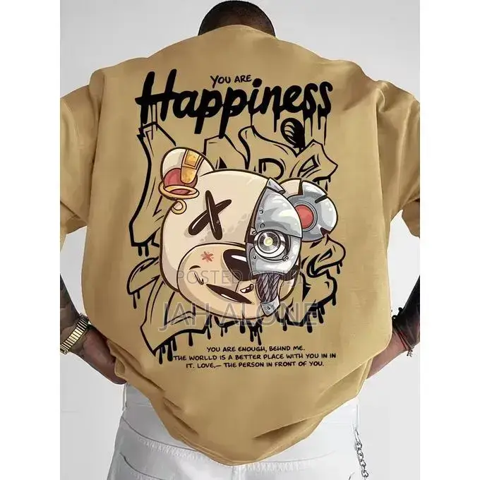 Mens Oversized Graphic T-Shirt Bear Print--Street Wear